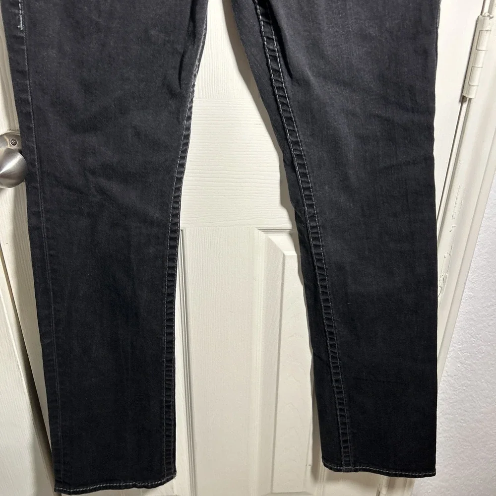 True Religion Ricky Men 31 Jean Rinse Black Flap Button Pocket Relaxed Straight